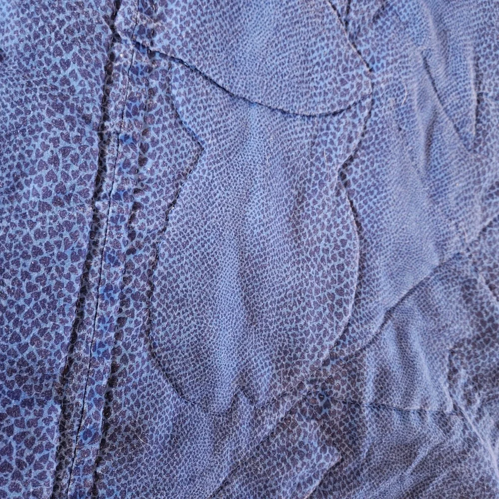 Vintage Handmade Quilt Blue Aquatic Pinwheel Star Throw Blanket 68x48 Fish Ocean